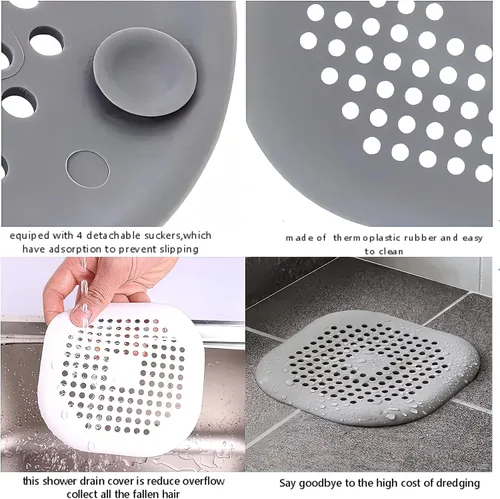 Miniatura 5 de Tapón para desagüe de ducha, 2 piezas, protectores para el hogar con ventosa para trampa de agua, cubierta para fregadero para baño, bañera y cocina