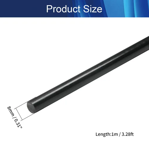 Miniatura 2 de Aicosineg Varilla redonda de plástico Polioximetileno Stick para la industria mecánica POM sólido duro negro 1/3 x 39-3/8 pulgadas (D x L) 2 piezas
