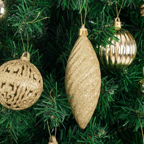 Miniatura 3 de Ogrmar Juego de 119 adornos de bolas para árbol de Navidad, formas y tamaños variados, decoración colgante irrompible con paquete de regalo portátil