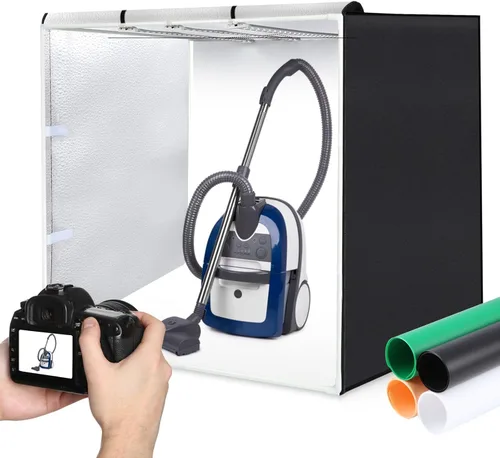 Miniatura 7 de PULUZ Mini caja de luz de estudio fotográfico de 10 x 10 pulgadas, kit de carpa de luz de fotografía plegable portátil con CRI >95 104 piezas de luz