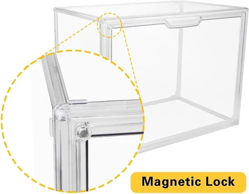 Miniatura 6 de GUDEMAY Contenedores de almacenamiento de plástico apilables transparentes con tapa, vitrina de acrílico a prueba de polvo para coleccionables