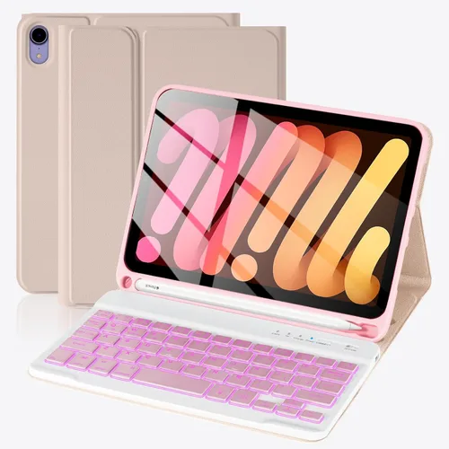 Miniatura 9 de SOPPY Funda con teclado para iPad mini 7 A17 Pro 2024/iPad Mini 6 generación con teclado 2021 8.3 pulgadas, cubierta de teclado desmontable
