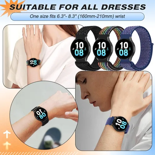 Miniatura 5 de Correa de reloj de nailon compatible con Samsung Galaxy Watch 7/6/5/4/FE 1.575 in 1.732 in/Watch 6 Classic 1.693 in 1.850 in/Watch 5 Pro 1.772