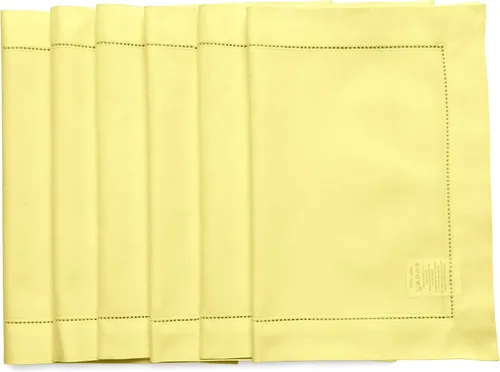 Miniatura 37 de Solino Home - Juego de 4 manteles individuales de lino amarillo, 14 x 19 pulgadas, manteles individuales de algodón y lino con punto de dobladillo
