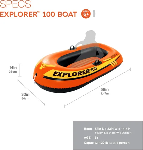 Miniatura 2 de INTEX Explorer Compact Inflatable Boat Series: Dual Air Chambers – Welded Oar Locks – Grab Handles – Bow Rope – Sporty Design