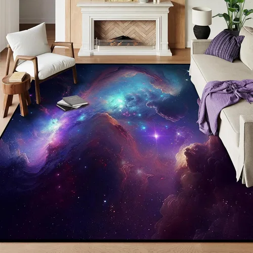 Miniatura 7 de Alfombra de Área Galaxia de 5' x 7', Dormitorio Sala de Estar para Niñas Niños Varones Alfombra Nebulosa Vórtex Tapetes Púrpura Azul Nube galaxy 1