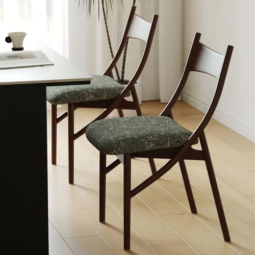 Miniatura 2 de sillas de comedor Silla de comedor de madera moderna tapizada con respaldo ancho curvado cocina moderna