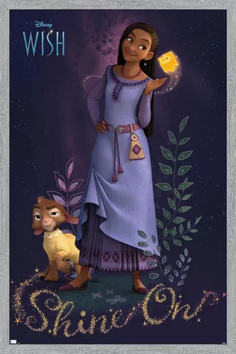 Miniatura 16 de Trends International Disney Wish - Póster de pared Asha, 14.72 x 22.37 pulgadas, versión con marco dorado