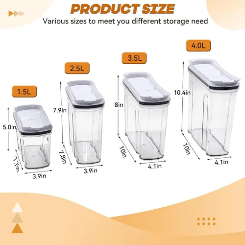 Miniatura 6 de Set de envases herméticos para cereales FreshKeeper, contenedor de almacenamiento de alimentos con tapa 4L/135.2oz, 2 piezas, envases de plástico