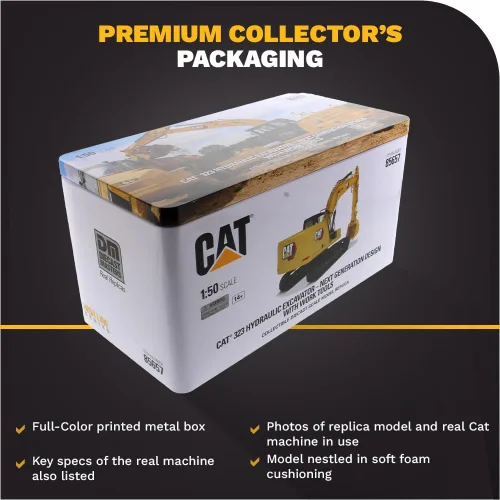 Miniatura 6 de Diecast Masters Excavadora hidráulica Caterpillar 323 a escala 1:50, diseño de próxima generación + herramientas de trabajo Camiones para gatos