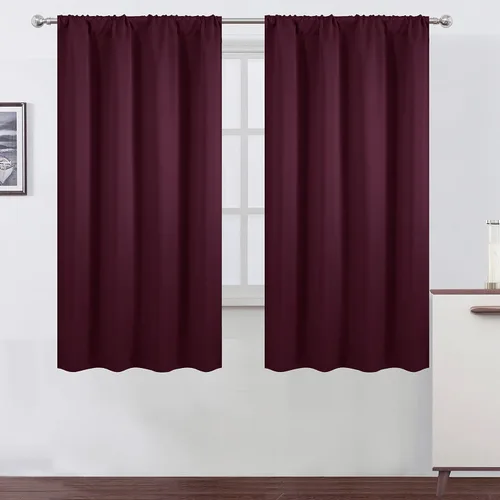 Miniatura 11 de LEMOMO Cortinas opacas negras para cocina, 42 x 45 pulgadas, juego de 2 paneles de cortinas opacas con bolsillo para cortinero para ventana pequeña