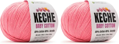Miniatura 41 de Keche Hilo de algodón, 60% algodón, 40% hilo acrílico, hilo de algodón suave para crochet y tejer, hilo amigurumi, 1 madeja/bola, 1.76 onzas (50g)