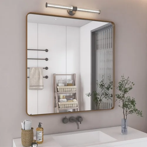 Miniatura 131 de Paquete de 2 espejos de baño con marco de metal negro de 22 x 30 pulgadas, espejo rectangular redondeado negro mate, antioxidante, se cuelga