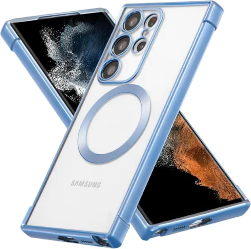 RALEAVO Funda magnética para Samsung Galaxy S22 Ultra Clear [compatible con Magsafe y protección contra caídas de grado militar], transparente, a