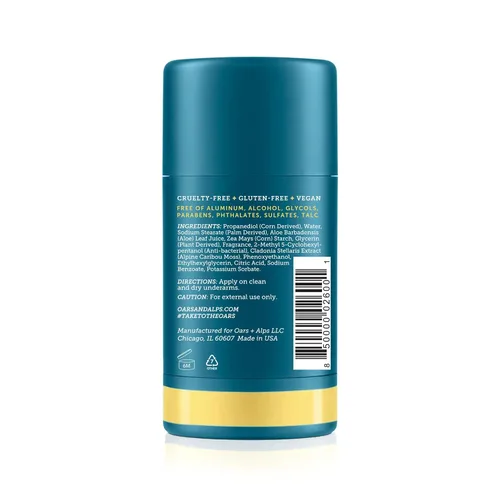 Miniatura 2 de Oars + Alps Desodorante sin aluminio para hombres y mujeres, dermatológicamente probado y fabricado con ingredientes limpios, tamaño de viaje, Costa