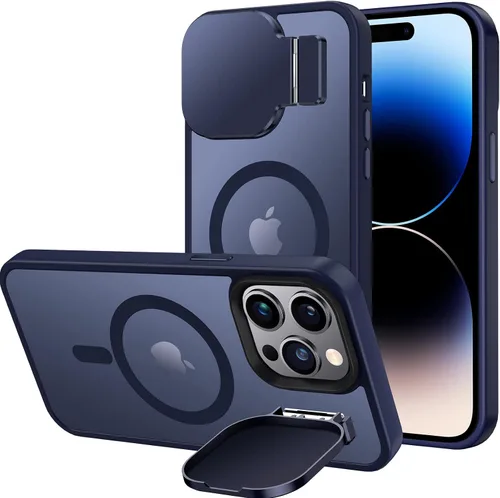Miniatura 17 de Silverback Funda para iPhone 14 Pro Max con funda para cámara, compatible con MagSafe, con soporte integrado, funda magnética translúcida mate a