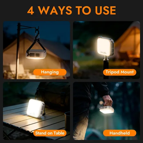 Miniatura 8 de WARSUN Linterna solar recargable, linterna LED de campamento de 1000 lúmenes, luz esencial de campamento, linterna de emergencia portátil de larga