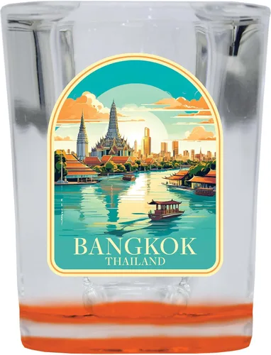 Miniatura 4 de Bangkok Thailand A Souvenir - Vaso de chupito cuadrado de 2.5 onzas, base azul, paquete de 2