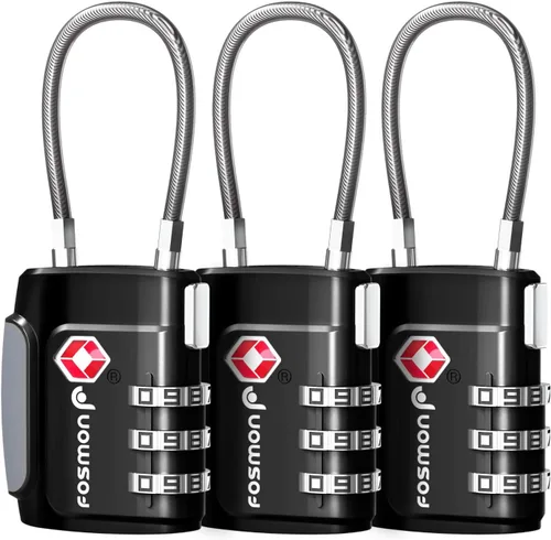 Miniatura 28 de Fosmon Cerraduras de cable aprobadas por la TSA para equipaje, maleta, cerradura de caja de pistola con botón de liberación a presión, cerradura