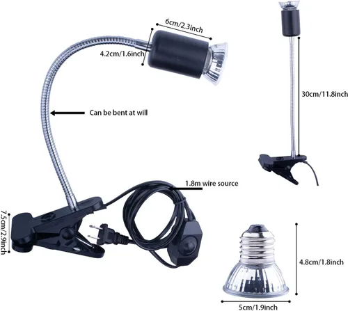 Miniatura 6 de Lámpara de calor negra para reptiles, bombilla UVB, lámpara de reptil UVB, luz de reptil UVA UVB, lámpara de calefacción de tortuga acuática