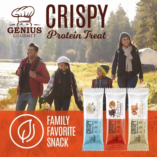 Miniatura 9 de Genius Gourmet Golosina de proteína crujiente, mantequilla de maní de chocolate, aperitivo Keto, bajo en carbohidratos, bajo en azúcar y sin gluten