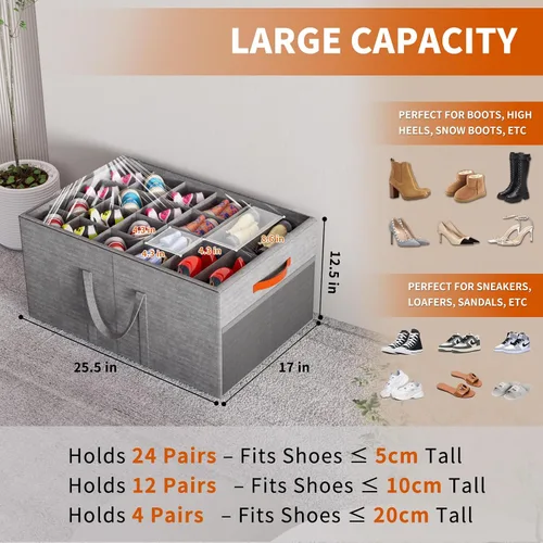 Miniatura 2 de Aokeyee Paquete de 2 organizadores de zapatos para armario, caja grande de almacenamiento de zapatos con capacidad para hasta 48 pares, organizador