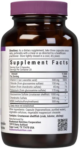 Miniatura 2 de Bluebonnet Nutrition Glucosamina condroitina y MSM, glucosamina, salud ósea y articular*, sin OMG, sin gluten, sin soja, sin lácteos, 60 cápsulas