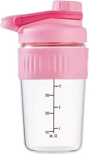 Miniatura 8 de Botella pequeña agitadora de vidrio de 16 onzas, paquete de 2 unidades de vidrio de borosilicato proteína en polvo para entrenamiento de gimnasio