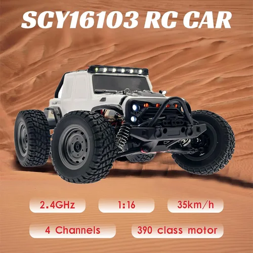 Miniatura 3 de SCY16103 1/16 RC Car 4X4 RC Truck 35 Km/h RC Cars 2.4GHz 4CH 4WD 390 Class Motor Camión de control remoto con 3 baterías recargables de 1500 mAh