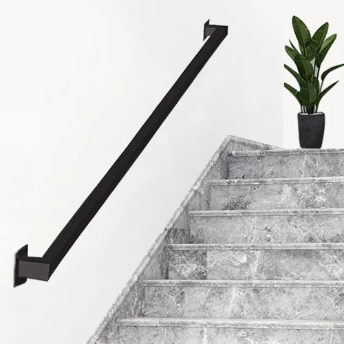 Miniatura 7 de Pasamanos para escalera para interiores, kit de pasamanos modernos de 3 pies con acabado en negro mate, barandillas antideslizantes de montaje