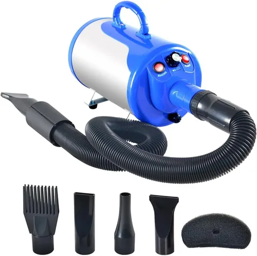 SHELANDY Groomer Partner Secador de pelo de mascotas con fuerza para perros, soplador para el aseo de perros con calentador (Azul)