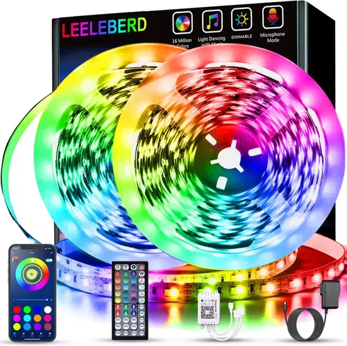 Miniatura 7 de Leeleberd - Tira de luces LED de 32.8 pies, con aplicación inteligente, sincronización de música, cambio de color, tiras de luz LED RGB