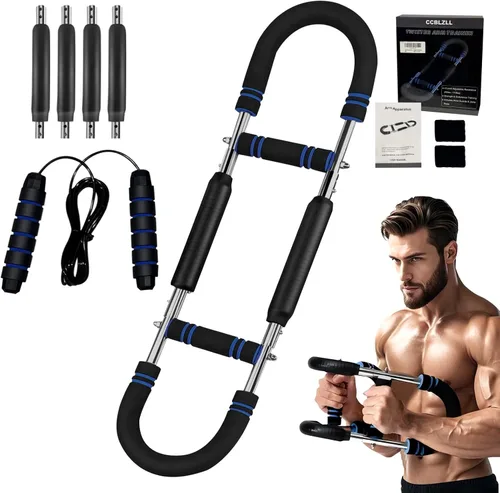 Twister Arm Trainer – Equipo de entrenamiento de pecho de resistencia ajustable de 30 a 120 libras con 4 resortes, cuerda de saltar y muñequeras