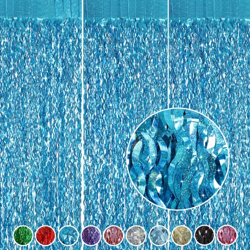 Miniatura 13 de Cortinas de Fondo de Papel de Aluminio Negro, CYLMFC 3 Pack 3.3 pies x 6.6 pies, Cortinas Metálicas Brillantes para Decoración de Cabina de Fotos