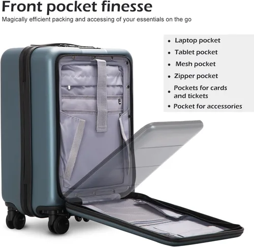 Miniatura 3 de COOLIFE Maleta de equipaje conjunto de ABS+policarbonato Spinner Trolley con bolsillo, compartimento. Bolsa para fin de semana.
