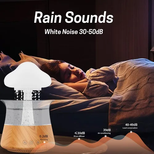 Miniatura 8 de Humidificador de Gota de Agua de Lluvia - Lámpara en Forma de Nube de Hongos, Difusores de Aceite Esencial, Difusores de Aromaterapia de Ruido Grano