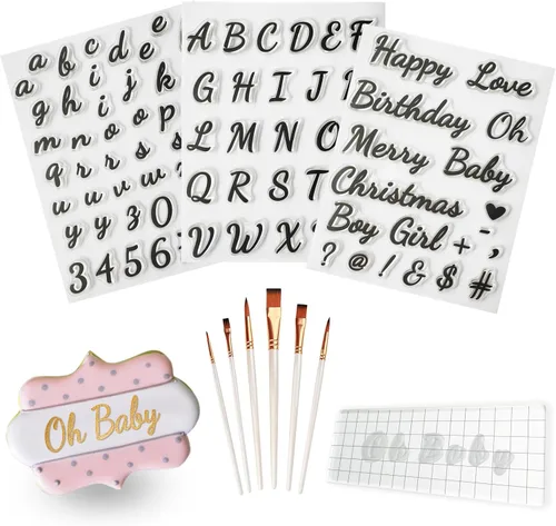 Miniatura 7 de 4 PCS Herramienta de Sellos de Pastel del Alfabeto para Galletas de Fondant, Bonita Escritura a Mano, Sello de Letras de Fondant de Grado Escritura