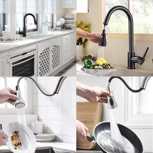 Miniatura 9 de Hibbent Repuesto de cabezal de grifo de cocina, certificado NSF/ANSI/CAN 61 y CUPC, boquilla pulverizadora de grifo extraíble de 3 funciones, 15