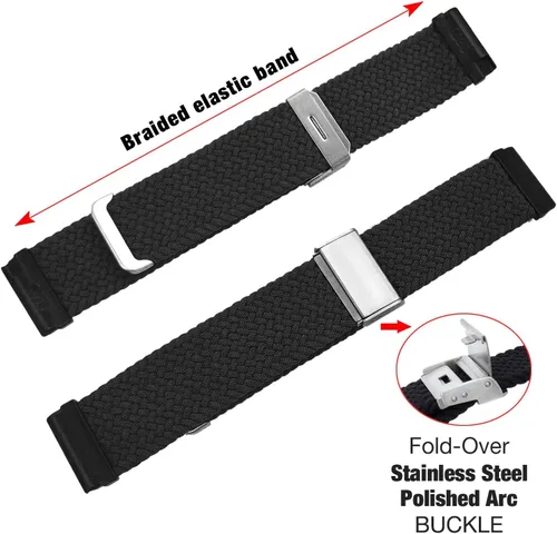 Miniatura 2 de Abanen Correas de reloj elásticas trenzadas para Garmin Venu 2S / Venu 3S/Vivoactive 4S / Vivomove 3S, 0.71 pulgadas (0.709 in), elástico, suave