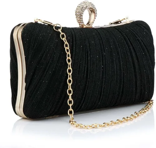 Bolso de mano de noche dorado con purpurina para mujer, bolso de noche plisado para fiesta de boda y novia