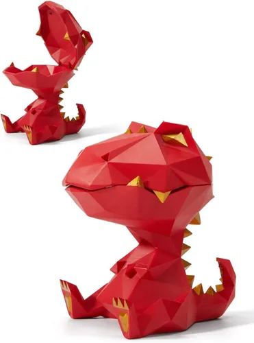 Miniatura 12 de HAUCOZE Estatua de dinosaurio plato para caramelos, cuenco para llaves, regalos de dinosaurio, escultura moderna, accesorios de decoración del Verde