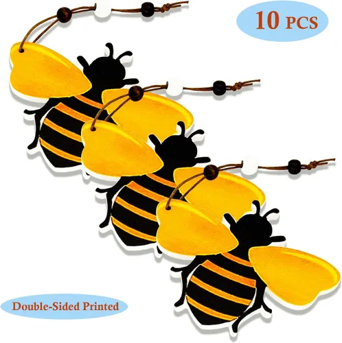 Miniatura 4 de 10 adornos de colmena de madera para bandeja de árbol, corona, festival de Navidad, letrero de abeja, manualidades, decoración colgante para el 5