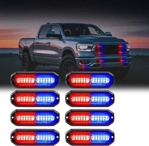Miniatura 9 de WINECO Luces estroboscópicas LED ámbar para camiones, 8 piezas, 12 luces LED estroboscópicas intermitentes de montaje en superficie, kit de luces