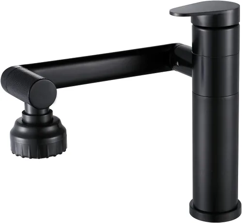 Miniatura 12 de Pistola de grifo de baño giratoria de 1080 grados, grifo de lavabo gris, 1 mango, rociador de ángulo grande, extensor de boquilla de aireador Gris