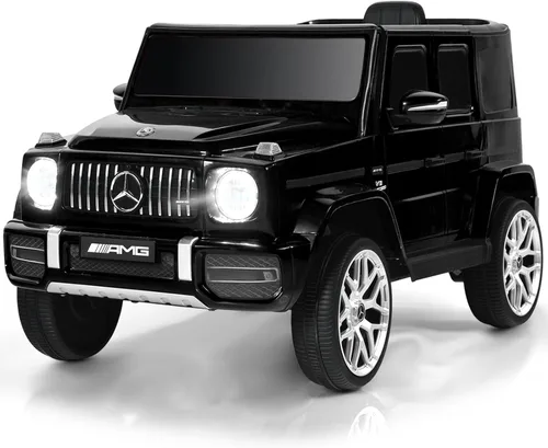 OLAKIDS Auto eléctrico Mercedes Benz G63 de 12 V con licencia y control remoto, puertas dobles abiertas, música, Bluetooth, 2 velocidades,