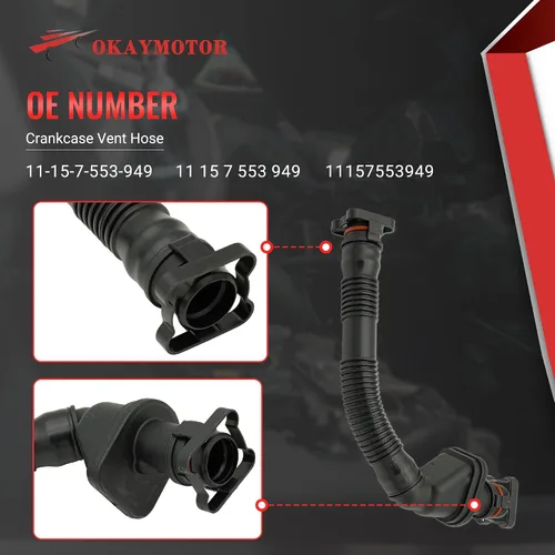 Miniatura 3 de OKAY MOTOR Manguera de ventilación del cárter para BMW 535i 135i 335i xDrive Z4 3.0L 11157553949 11 15 7 553 949