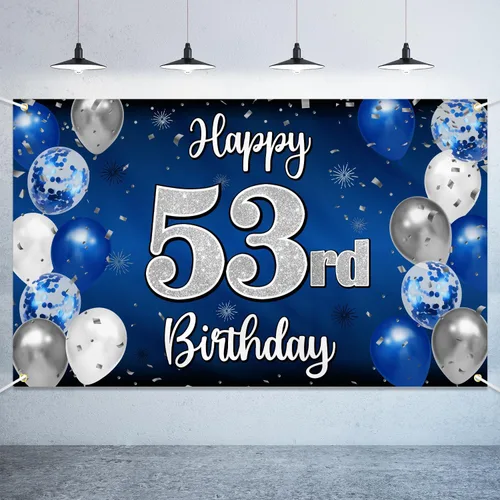 Miniatura 56 de Decoraciones de Feliz 11º Cumpleaños, Globo Azul y Plateado Grande Pancarta de Fondo de Cumpleaños, Brindemos por Once Años Suministros de Fiesta