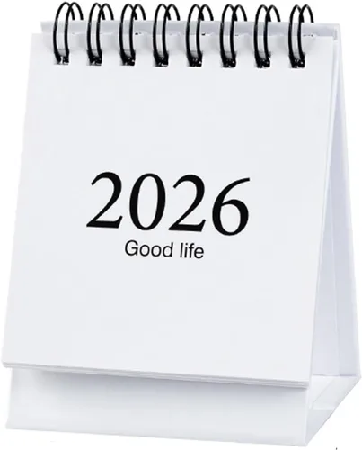 Mini calendarios de escritorio de enero de 2026 a diciembre de 2026, calendario de bolsillo de 3 x 3.8 pulgadas, bobina de acero abatible de pie,