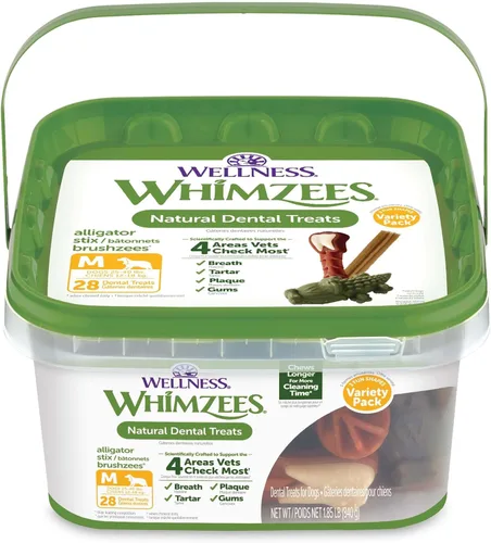 Miniatura 10 de Wellness WHIMZEES Value Pack - Premio dental natural para perros, masticar, refresca el aliento, tamaño mediano, caja de 46.6 onzas, 44