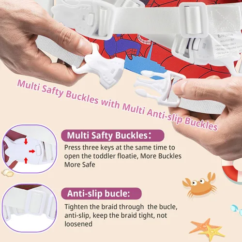 Miniatura 4 de Chaleco de natación para bebés para aprender a nadar, chaqueta de ayuda de natación para bebés de 2, 3, 4, 5 y 6 años, alas de agua para el brazo